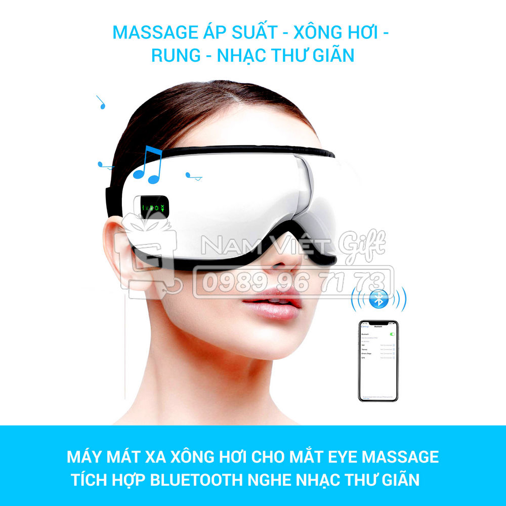 [BH 1 NĂM]Máy Mát Xa Xông Hơi Cho Mắt Eye Massage Tích Hợp Bluetooth Nghe Nhạc Thư Giãn